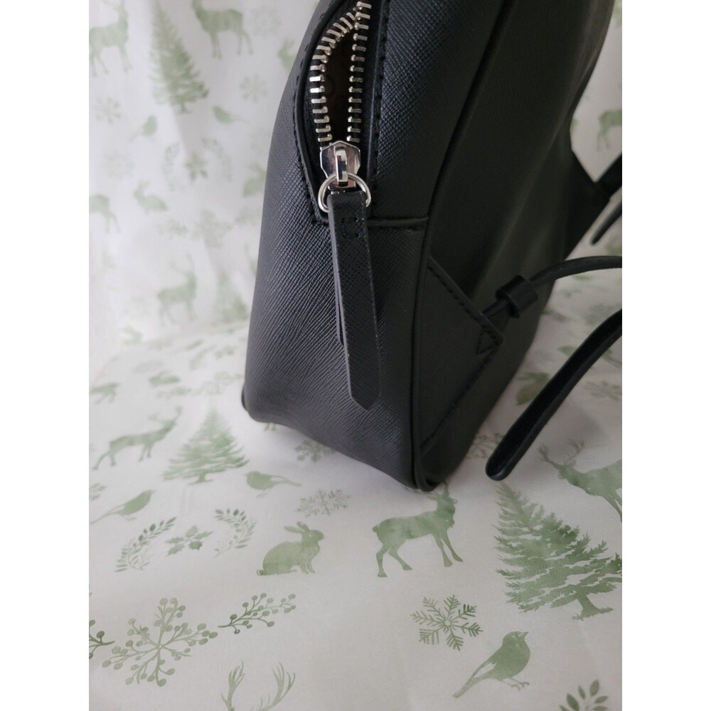 GUESS Black Mini Backpack Purse Faux Leather Silver Zip Adjustable Straps - Picture 9 of 11